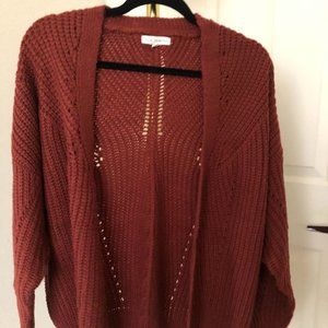 Rust Red Burgundy Oversized Knit Cardigan